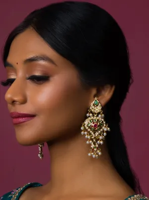 Aahana Jadau Chaandbali Earrings - Multi Color