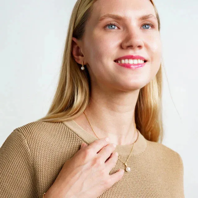 Adagio Effortless Glow Bar Dangle Pearl Earrings Gold