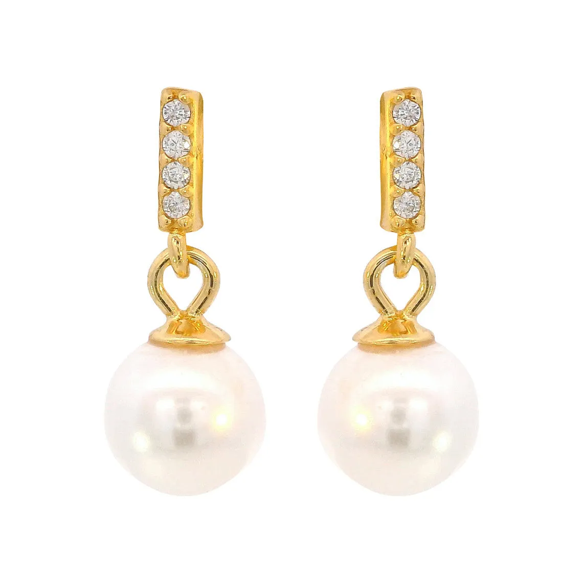 Adagio Effortless Glow Bar Dangle Pearl Earrings Gold