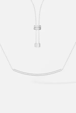 Adjustable Necklace with Paved Arched Pendant