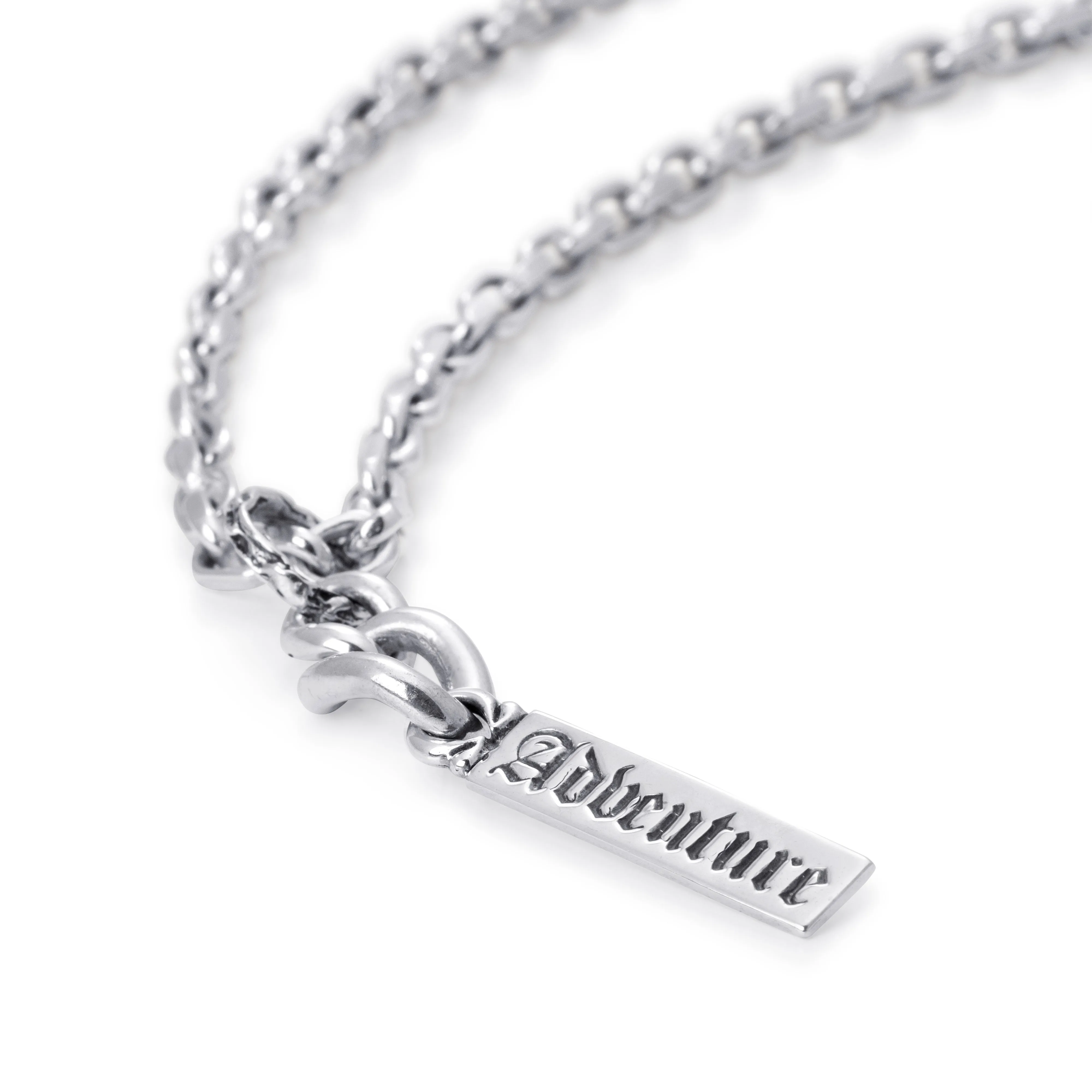 Adventure Word Bar Pendant in Sterling Silver, 48mm