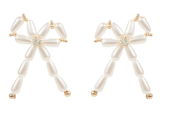 All Pearl Bow Earrings