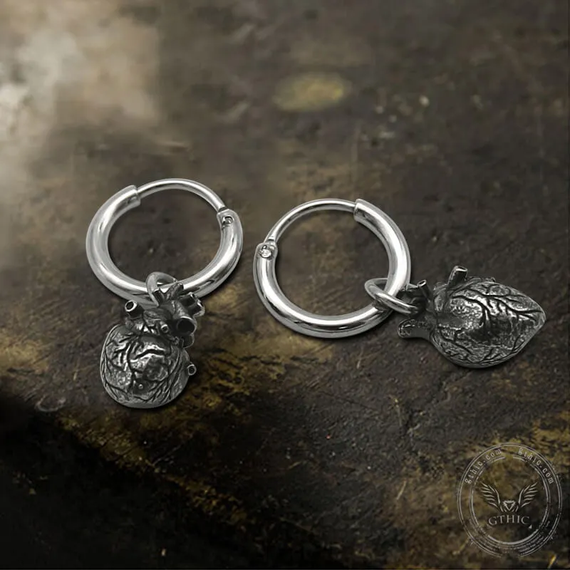 Anatomical Heart Organ Stainless Steel Earrings