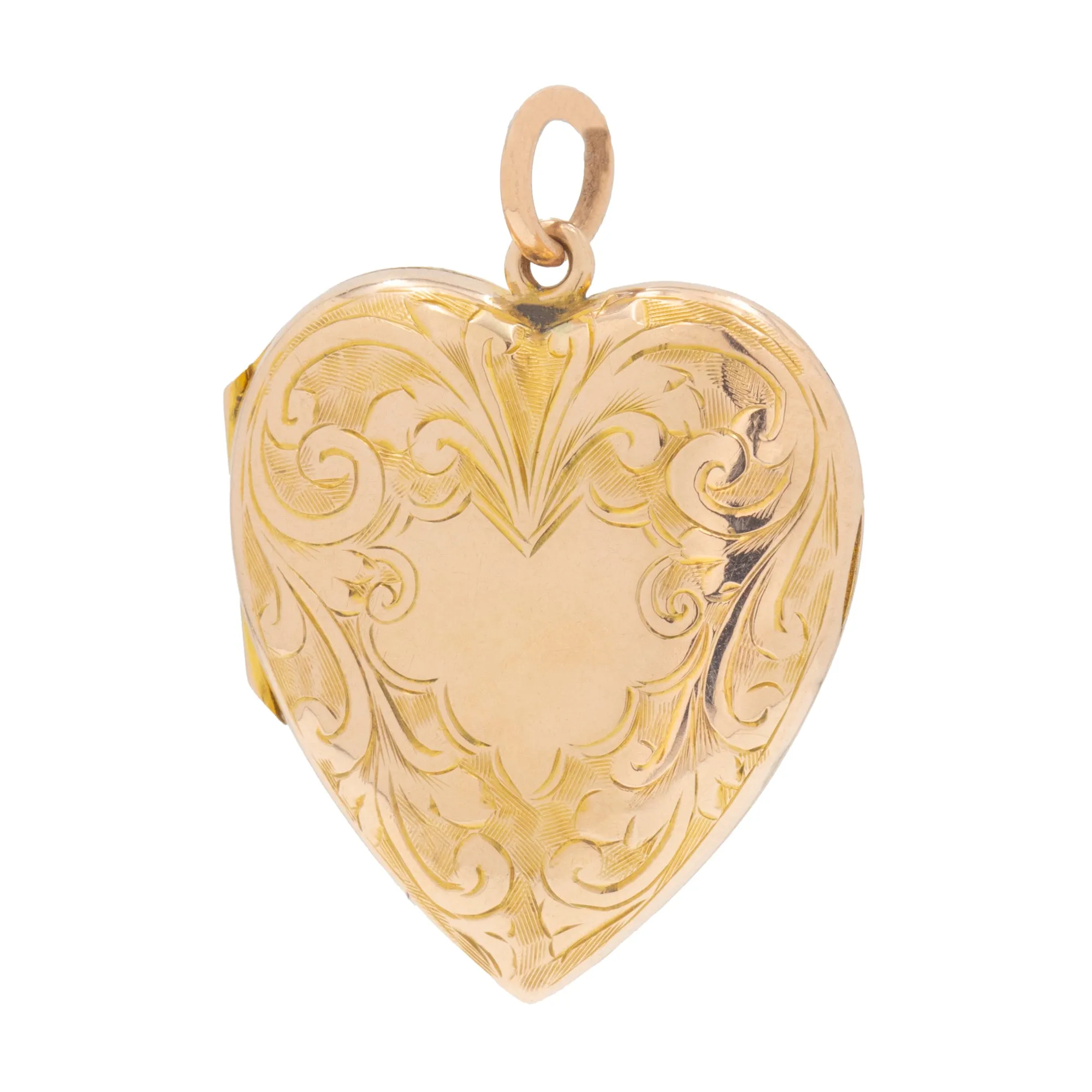 Antique 9ct Gold Engraved Heart Locket