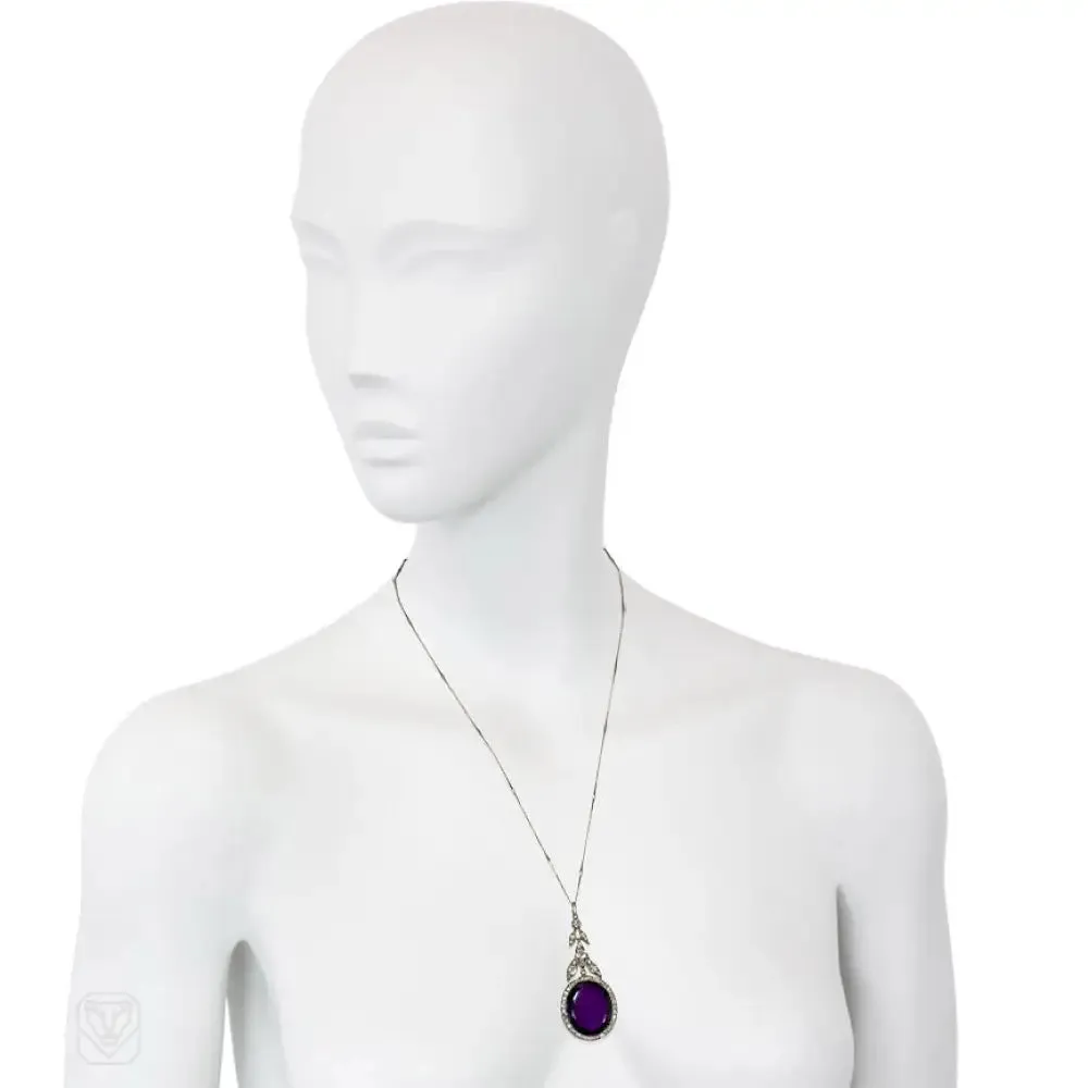 Antique amethyst and diamond pendant