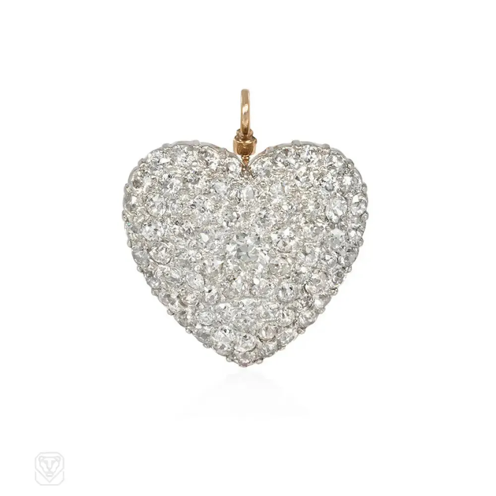 Antique diamond heart pendant