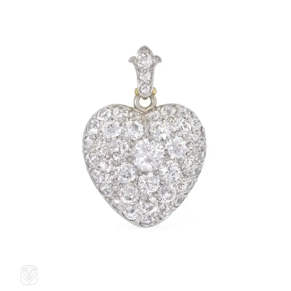 Antique diamond heart pendant