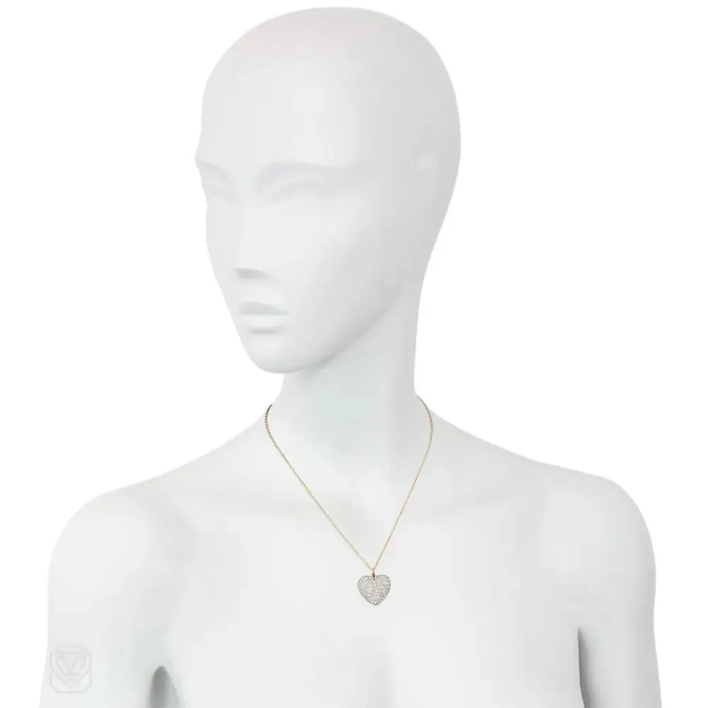 Antique diamond heart pendant