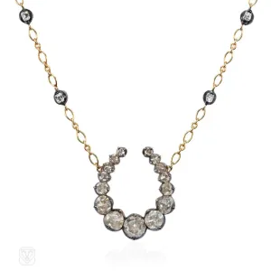 Antique diamond horseshoe pendant