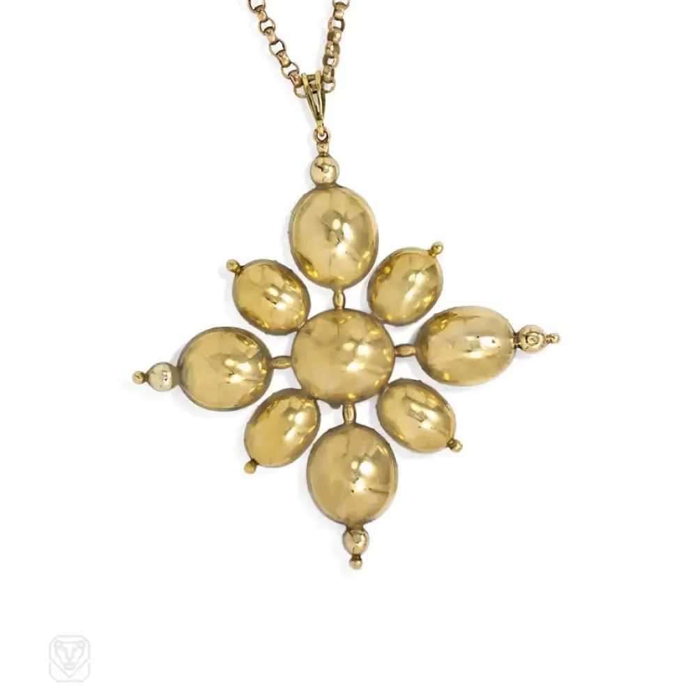 Antique gold and amethyst pendant on chain