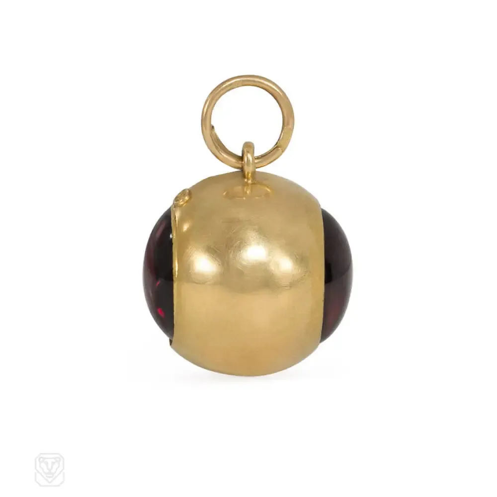 Antique gold and garnet ball pendant, John Brogden