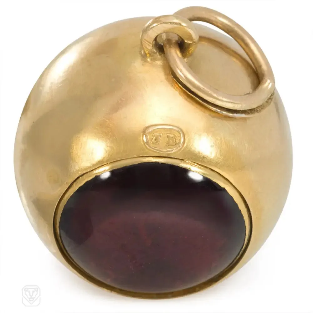 Antique gold and garnet ball pendant, John Brogden