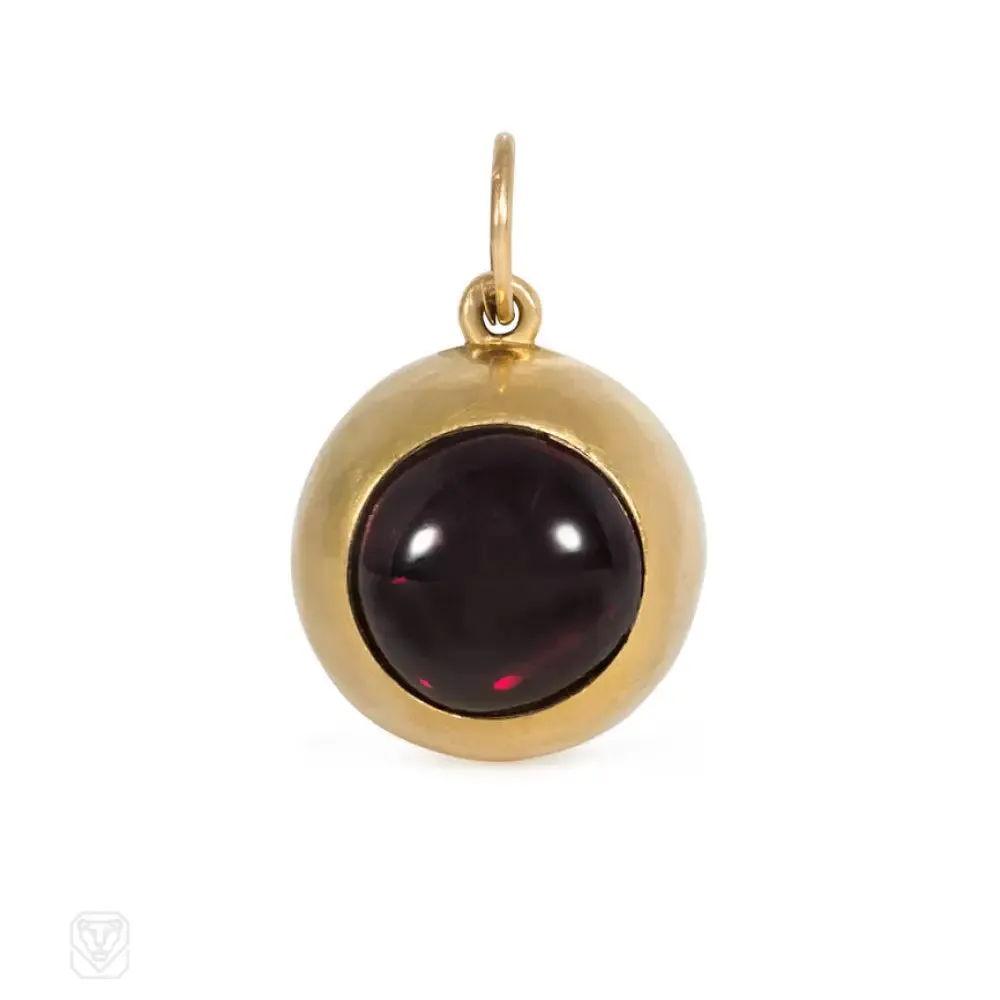 Antique gold and garnet ball pendant, John Brogden