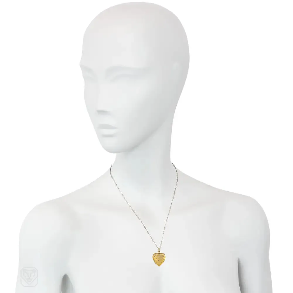 Antique gold and rose diamond heart locket
