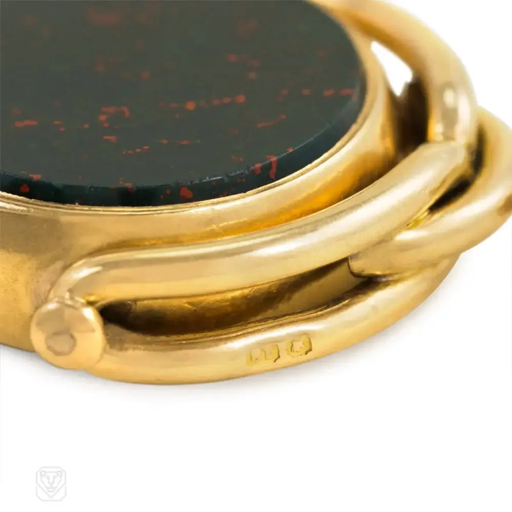 Antique gold, bloodstone, and carnelian swivel pendant