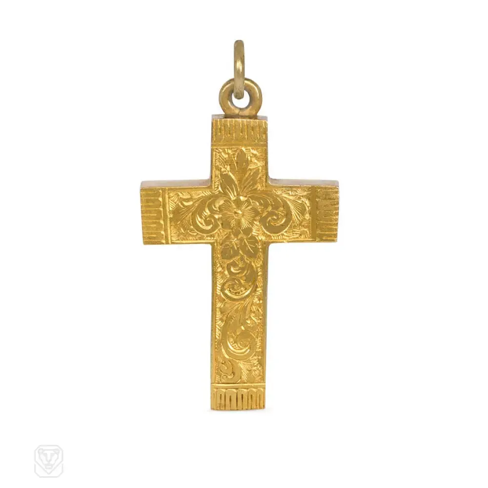 Antique gold cross pendant