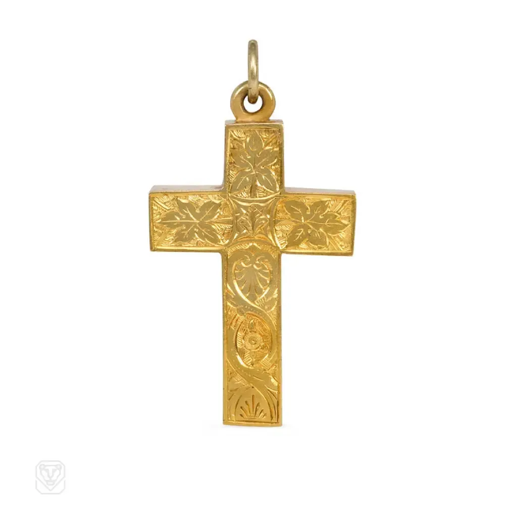 Antique gold cross pendant