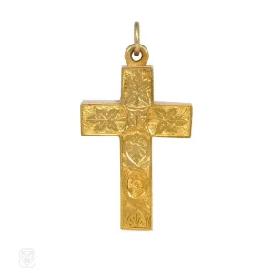 Antique gold cross pendant