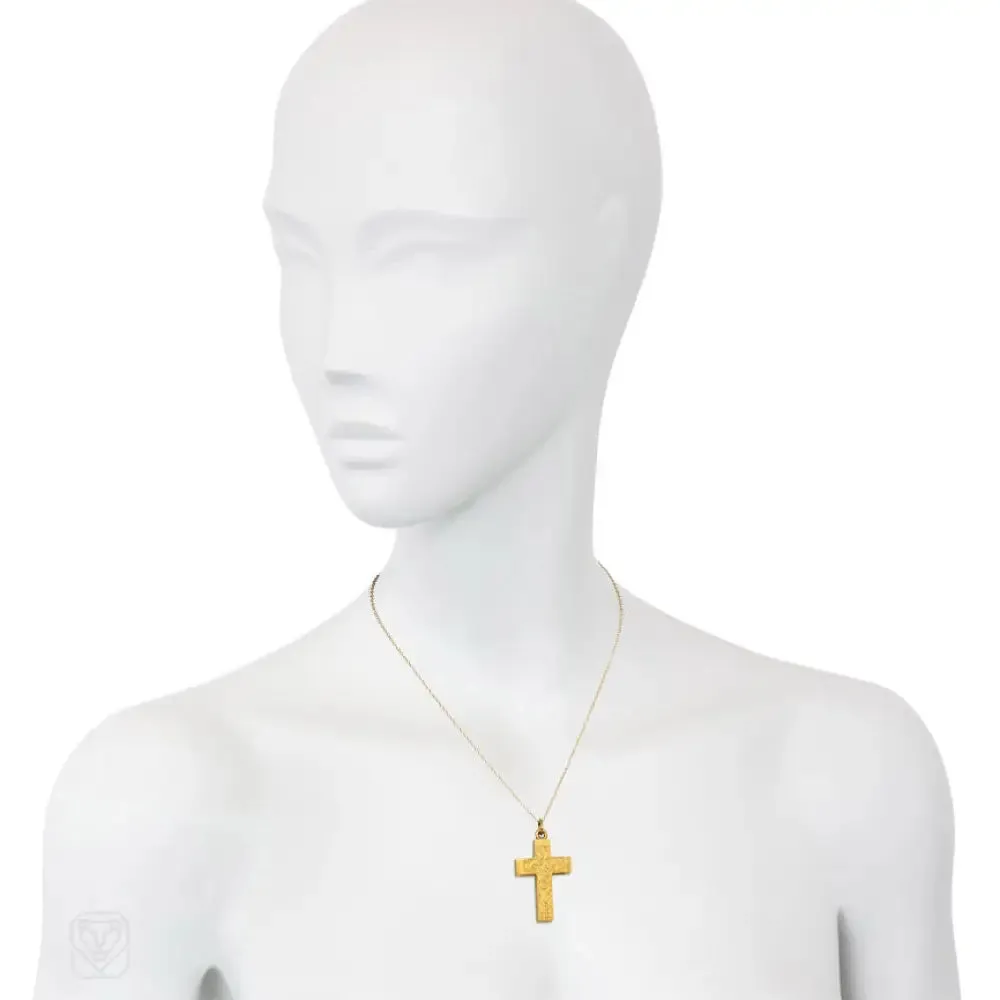 Antique gold cross pendant