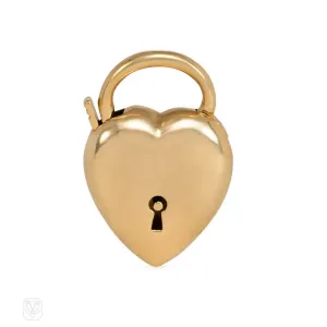 Antique gold padlock heart