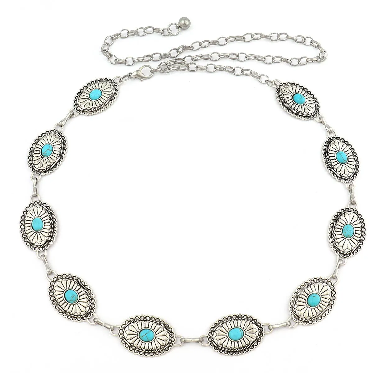 Antique SILVER with Turquoise Belt Western