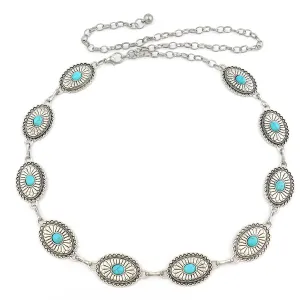 Antique SILVER with Turquoise Belt Western