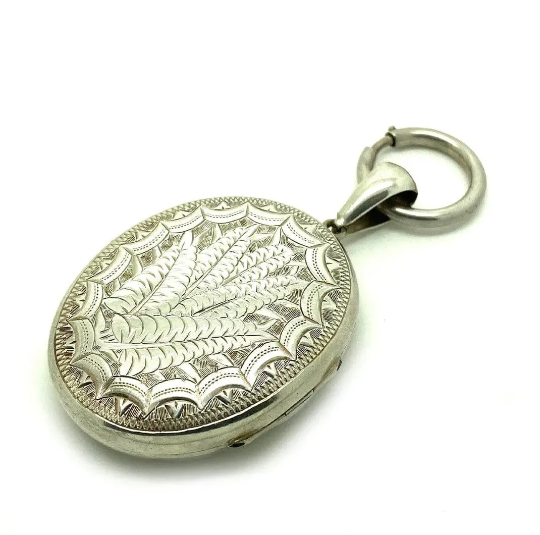 Antique Victorian Silver Locket Necklace