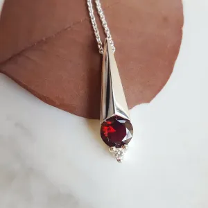 Arizona Anthill Garnet Silver Jewelry Knife Edge Accented Pendant