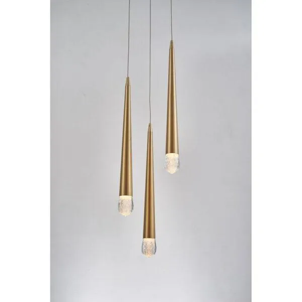 Avivo Droplet PD2309-3A | 3 Light LED Pendant Brass & Chrome Ceiling Fitting
