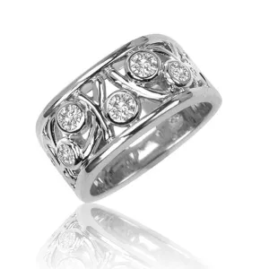 Backes and Strauss White Gold and Diamond Bezel Set Ring