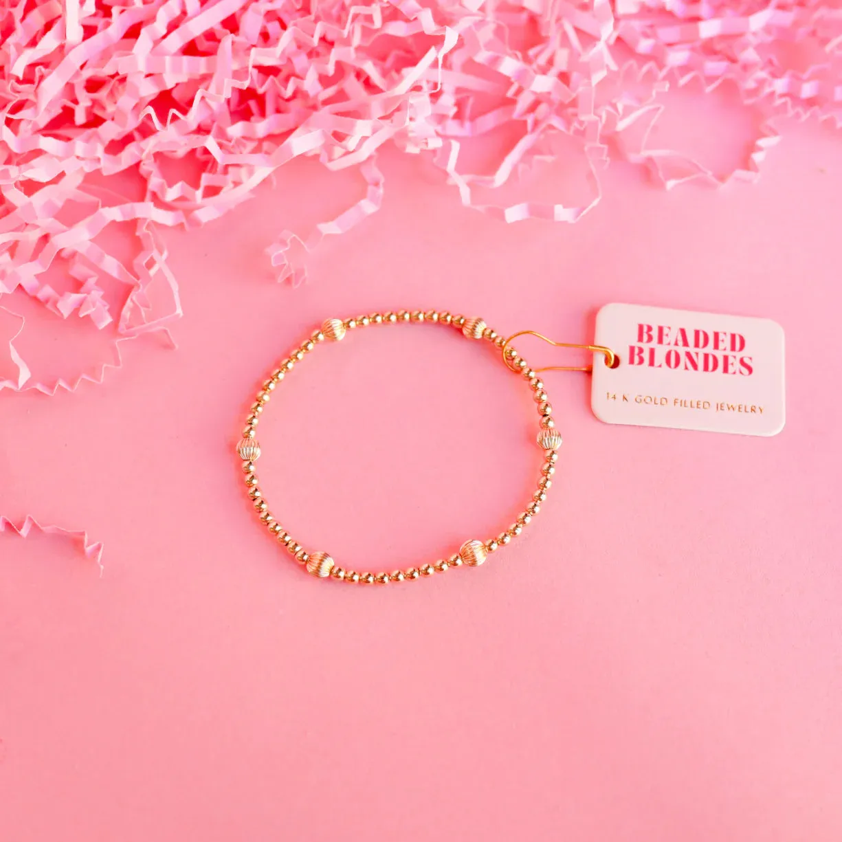 Beaded Blonde ‘Claire Fluted Gold Bracelet’