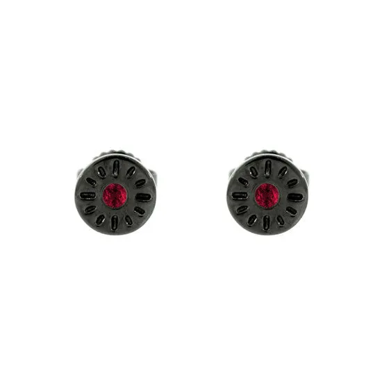 Blackened 18k Gold Timeless Earrings Ruby