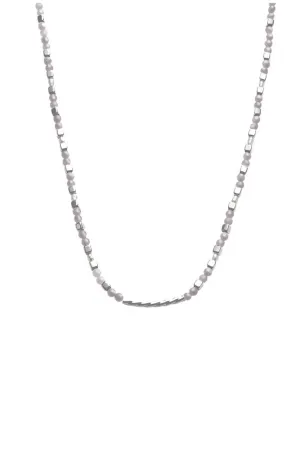 Blue Lace Agate Beaded Necklace - Silver