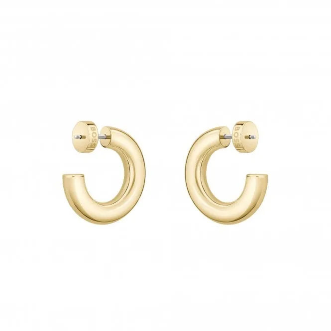 BOSS Live Hoop Earrings in Gold Plated Stainless Steel