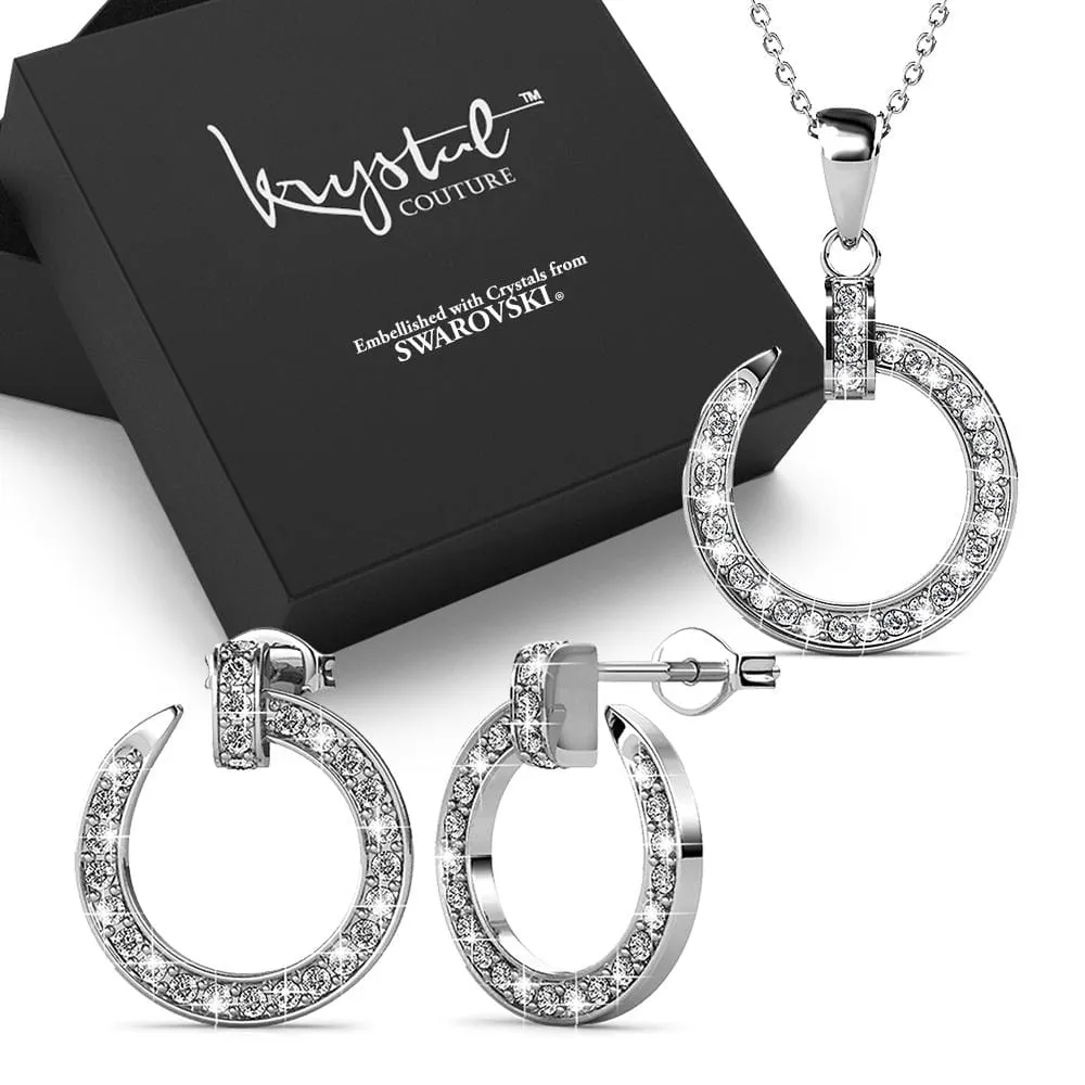 Boxed Dazzling Paradigm in Circle White Gold Set Embellished with SWAROVSKI® Crystals