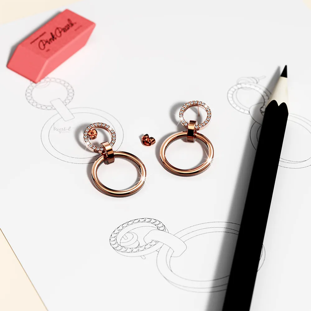 Boxed Orbit of Radiance Earrings & Beauty Bracelet Set with SWAROVSKI® Crystal in Rose Gold