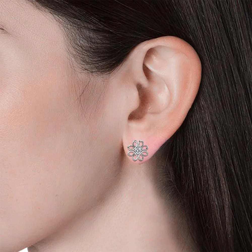 Boxed White Gold Blooming Flower Bracelet & Daffodil Hologram Stud Earrings Embellished with SWAROVSKI® Crystals Set