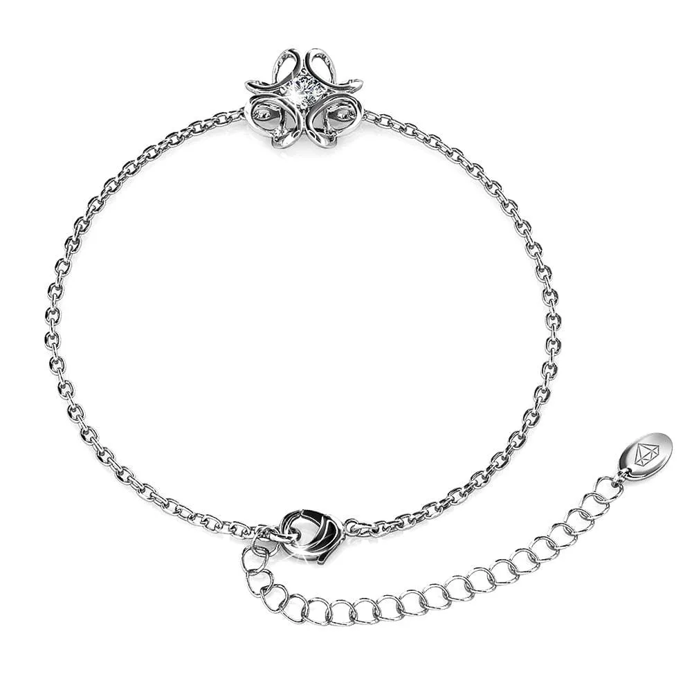 Boxed White Gold Blooming Flower Bracelet & Daffodil Hologram Stud Earrings Embellished with SWAROVSKI® Crystals Set