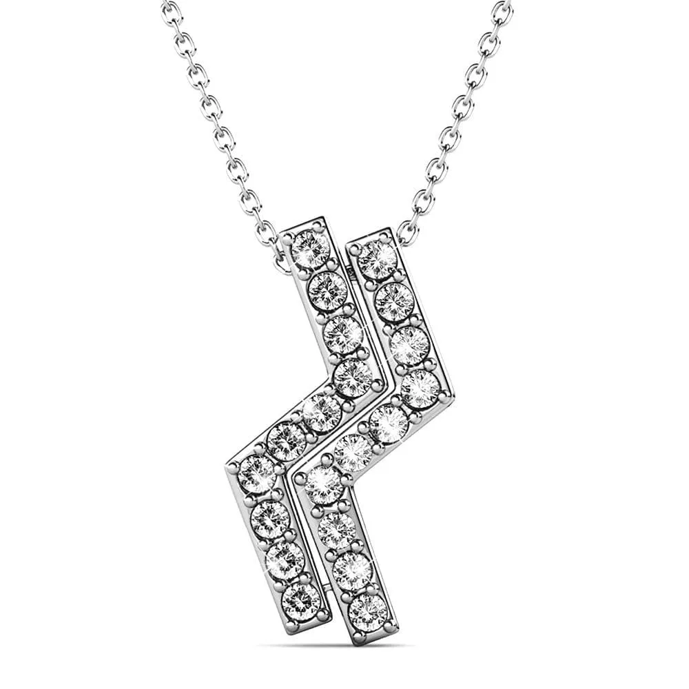 Boxed Zigzag Set Embellished with SWAROVSKI® Crystals In White Gold