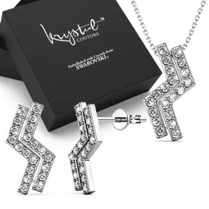 Boxed Zigzag Set Embellished with SWAROVSKI® Crystals In White Gold