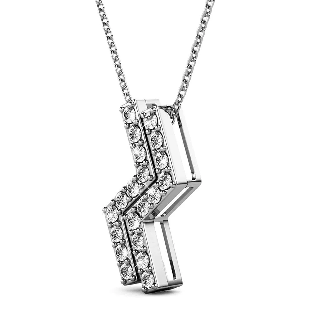 Boxed Zigzag Set Embellished with SWAROVSKI® Crystals In White Gold