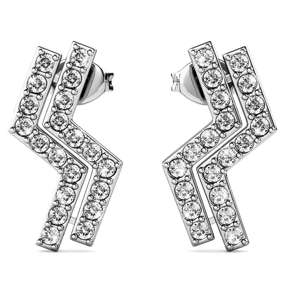 Boxed Zigzag Set Embellished with SWAROVSKI® Crystals In White Gold