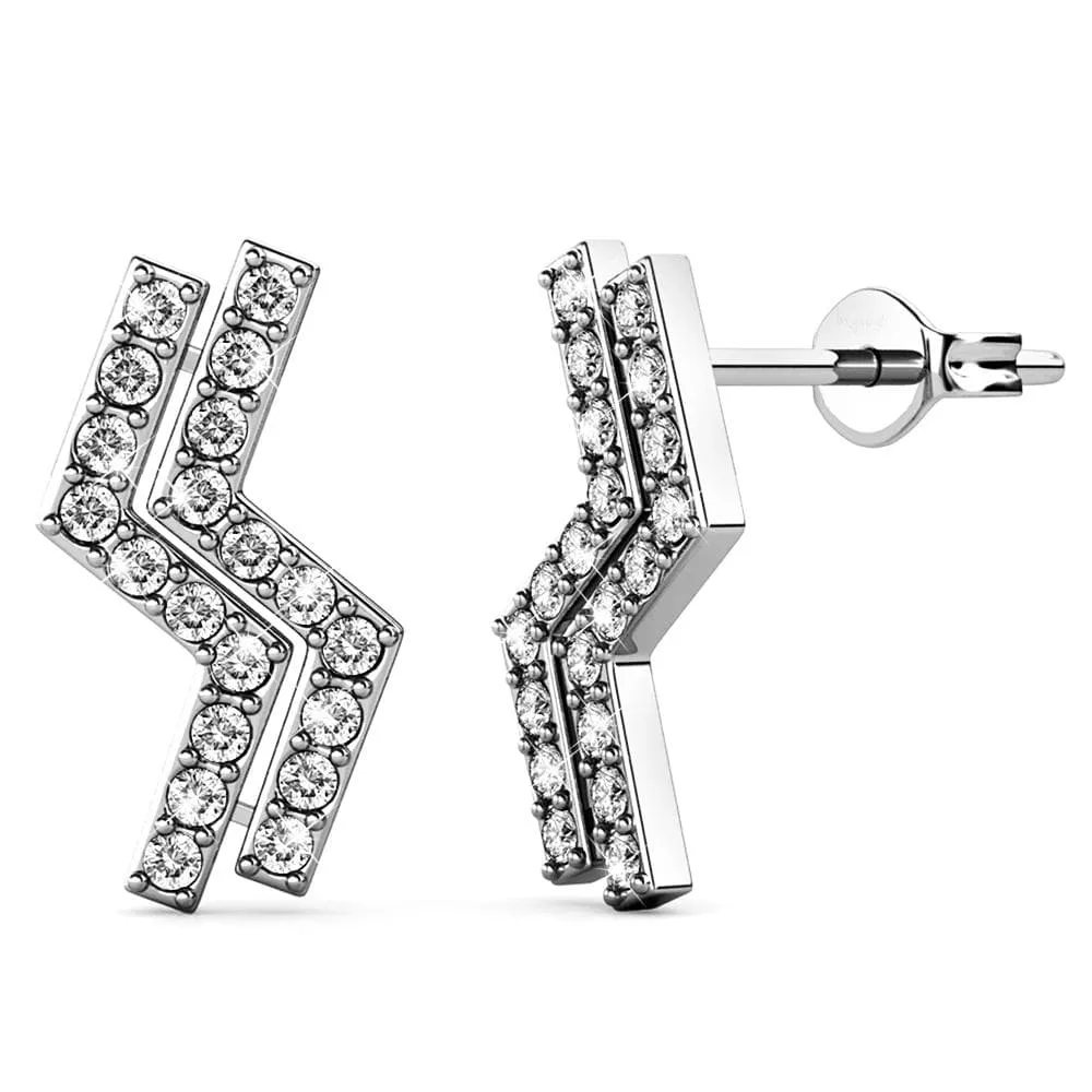 Boxed Zigzag Set Embellished with SWAROVSKI® Crystals In White Gold