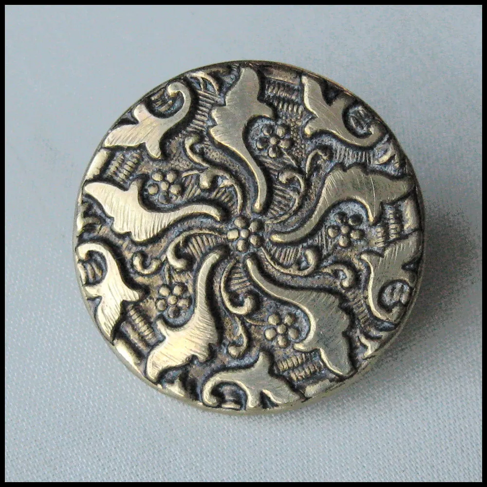 btvc267-Antique stamped ornamental button 7/8 inch.