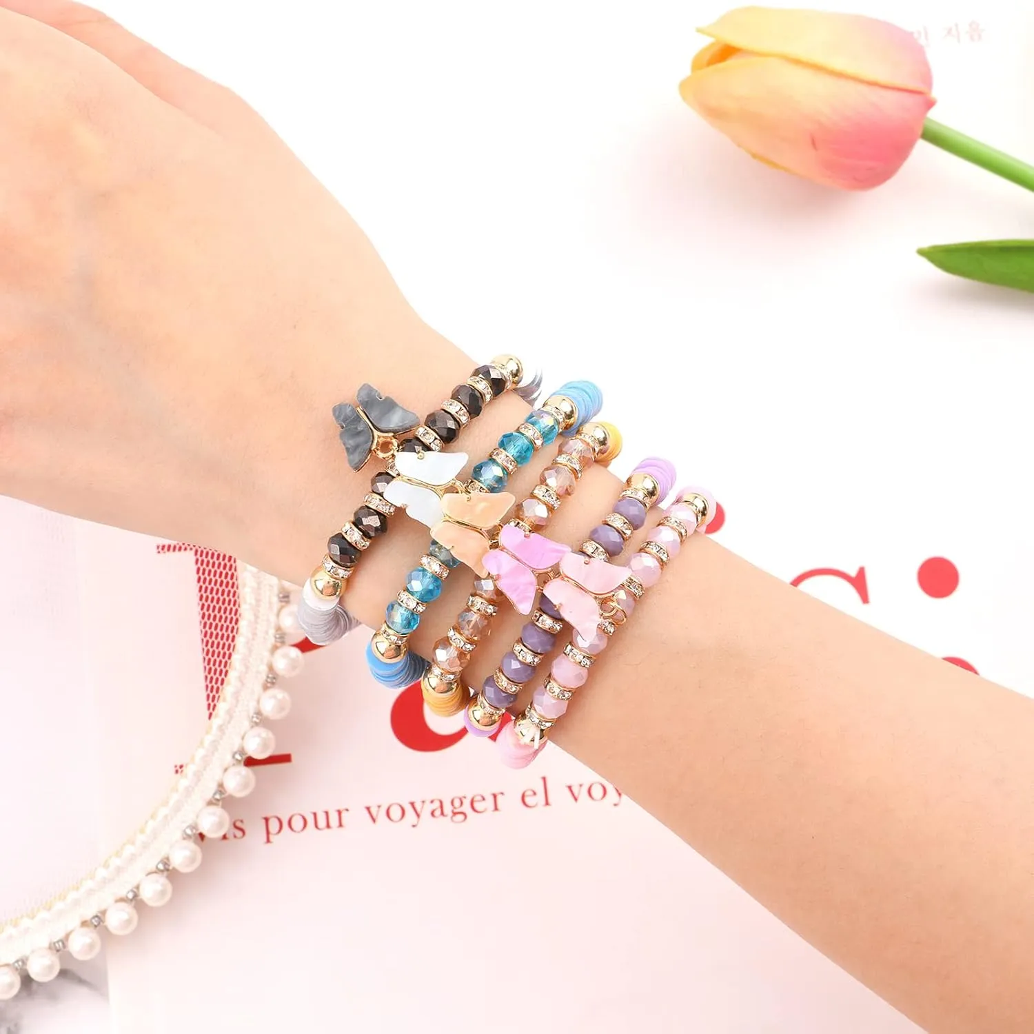 Candy Color Heishi Surfer Bracelets Set for Women Stackable Clay Beaded Bracelets Disc Stretch Smiley Face Preppy Bracelets Colorful Friendship Bracelets Cheer Bulk Boho Summer Beach Jewelry Gift
