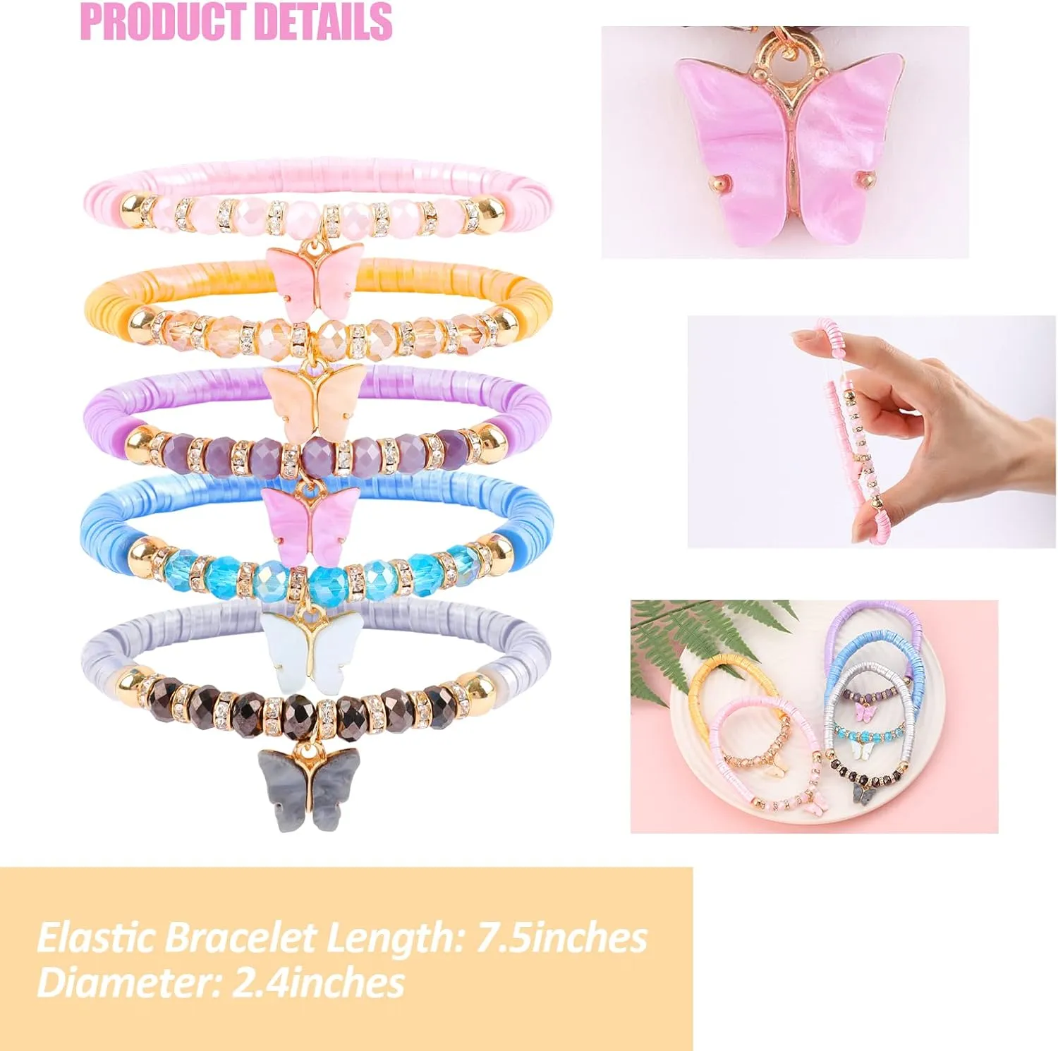 Candy Color Heishi Surfer Bracelets Set for Women Stackable Clay Beaded Bracelets Disc Stretch Smiley Face Preppy Bracelets Colorful Friendship Bracelets Cheer Bulk Boho Summer Beach Jewelry Gift
