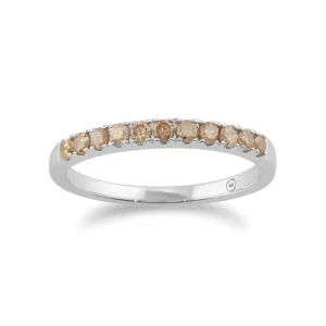 Champagner Diamant Ring, 9ct Weiß Gold 0,29CT Champagner Farbige Diamant Ewigkeit Ring