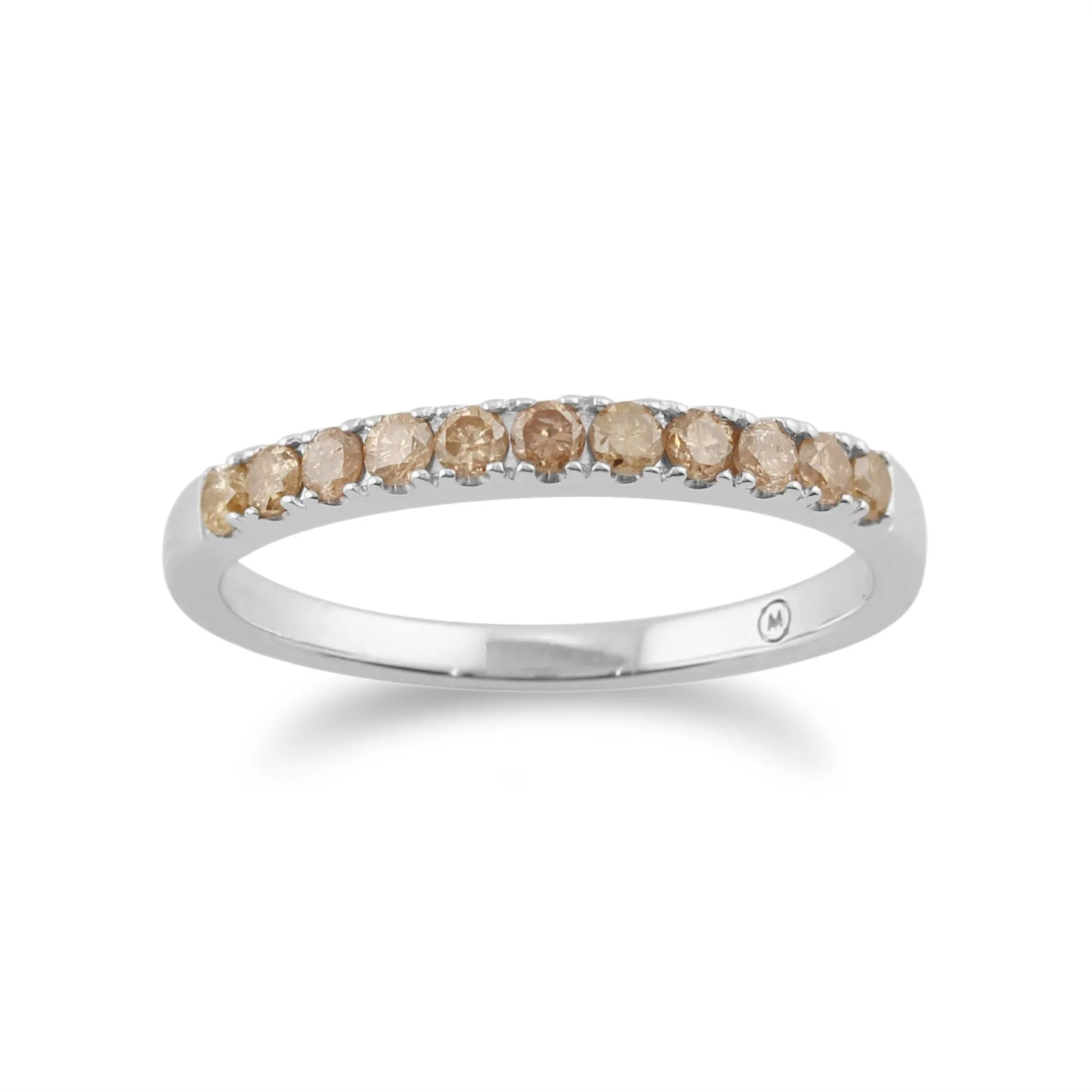 Champagner Diamant Ring, 9ct Weiß Gold 0,29CT Champagner Farbige Diamant Ewigkeit Ring