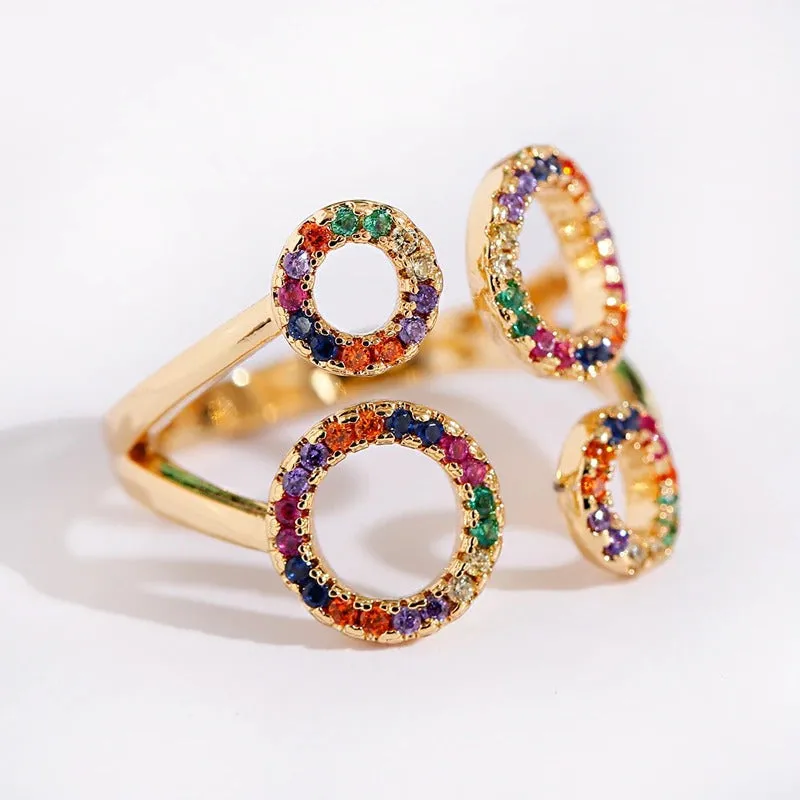 Colorful Luxurious Geometric Zircon Fashion Rings