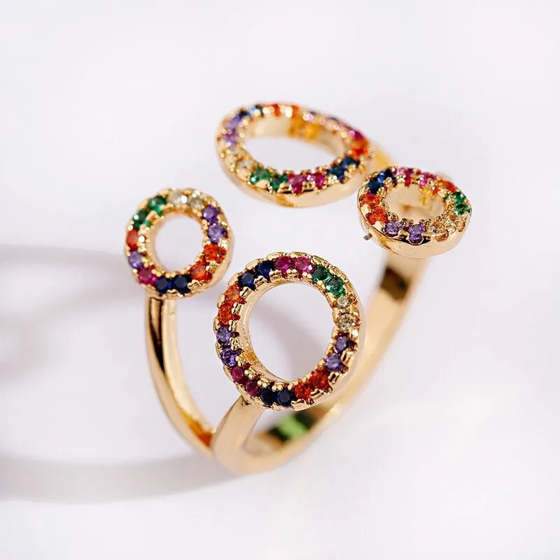 Colorful Luxurious Geometric Zircon Fashion Rings